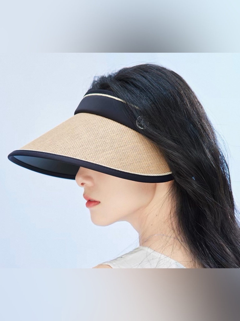 Boutique Wide Brim Straw Visor - Black Trim Sun Protection